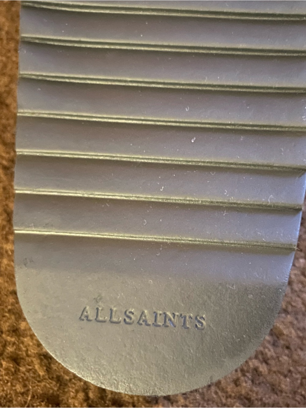 AllSaints Khai Black Slide Sandals with Gold Grommet Buckles Sz 8 - Picture 10 of 10